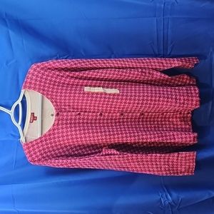 Merona Hot Pink Burgundy Houndstooth Cardigan Sweater NWT 26W (Size 4)